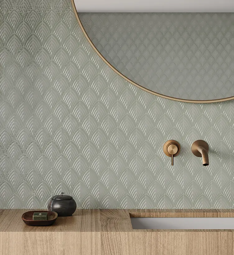 Soft Sage Scallop Glossy Mosaic