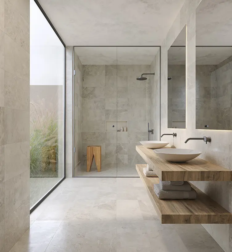 Marmiline Mist Polished Engineered Stone Niche Back Panel & Sill