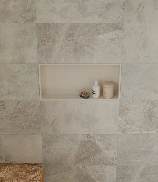 Marmiline Mist Polished Engineered Stone Niche Back Panel & Sill