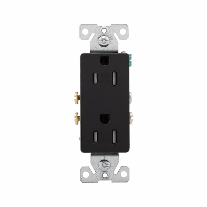 [SA-ED-0050-BK-cwdtr1107w] 15-Amp Decorator Tamper-Resistant Outlet Receptacle  (Black)