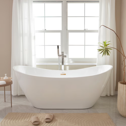 [SA-P-015] 71 in. x 31.5 in. Acrylic Flatbottom Freestanding Soaking Bathtub 