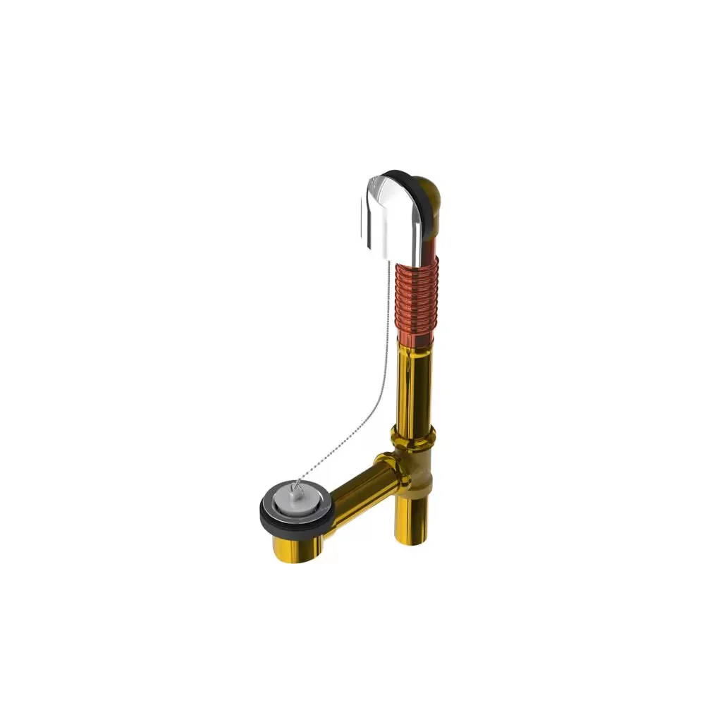 Brass Extended Bath Tub Overflow Drain w/ Plug And Chain Style Stopper