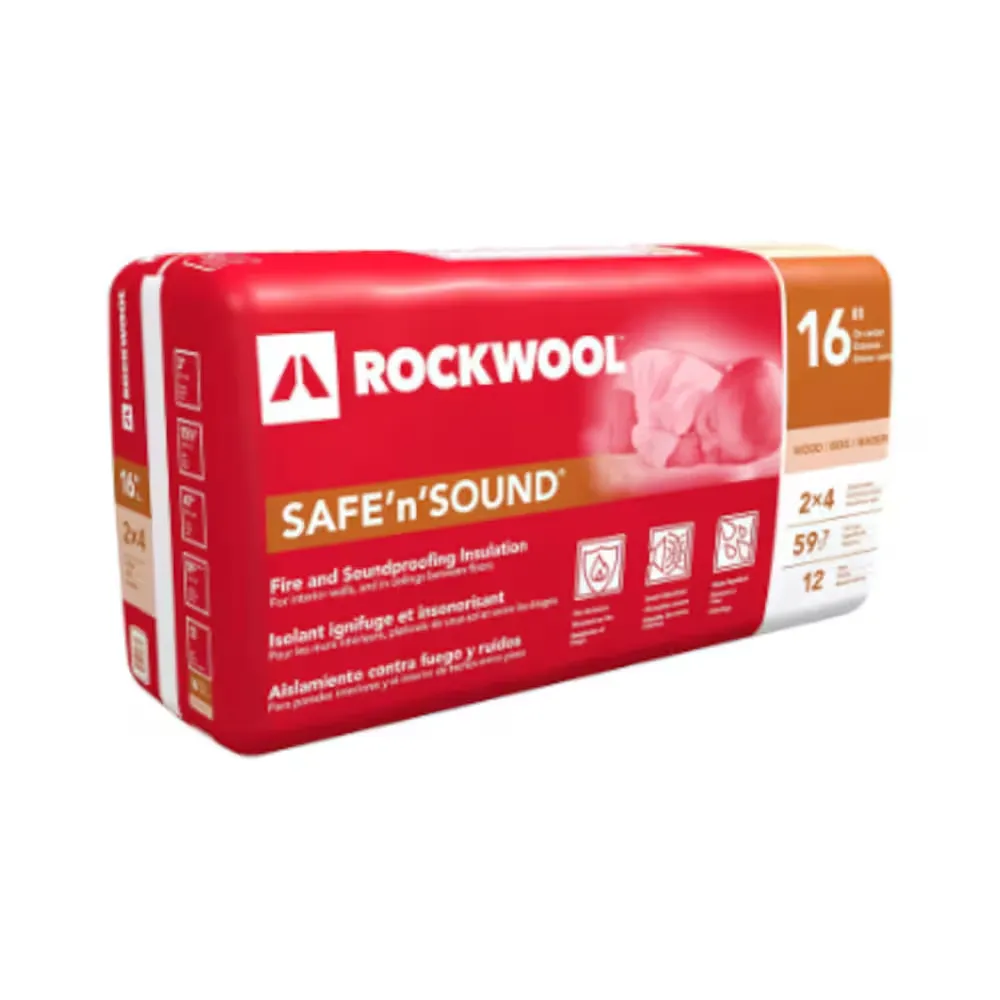 ROCKWOOL 3-inch Safe'n'Sound - 2x4 Wood Stud, 16 inch o.c. - 59.7 sq ft (15.25 inch x 47 inch x 3 inch)