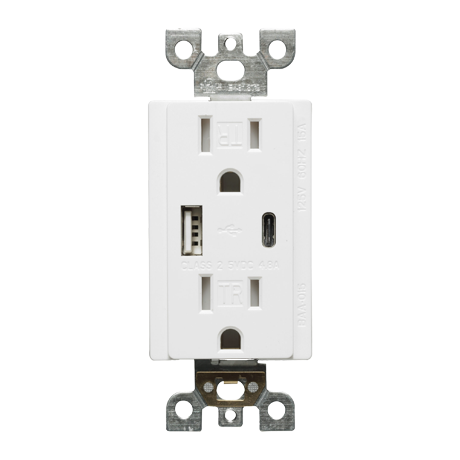 [SA-LV-0066-BAA-015] USB 15 AMP Receptacle with USB charger A + C 