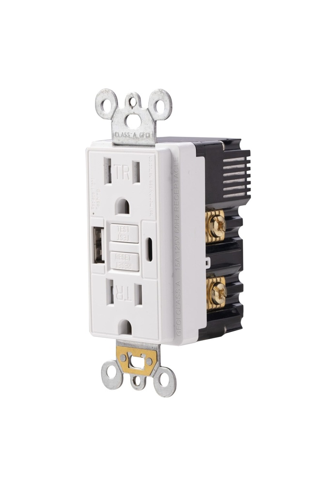 [SA-LV-0052-BCG-003U] Combo GFCI & USB Type A+C Charger 15A