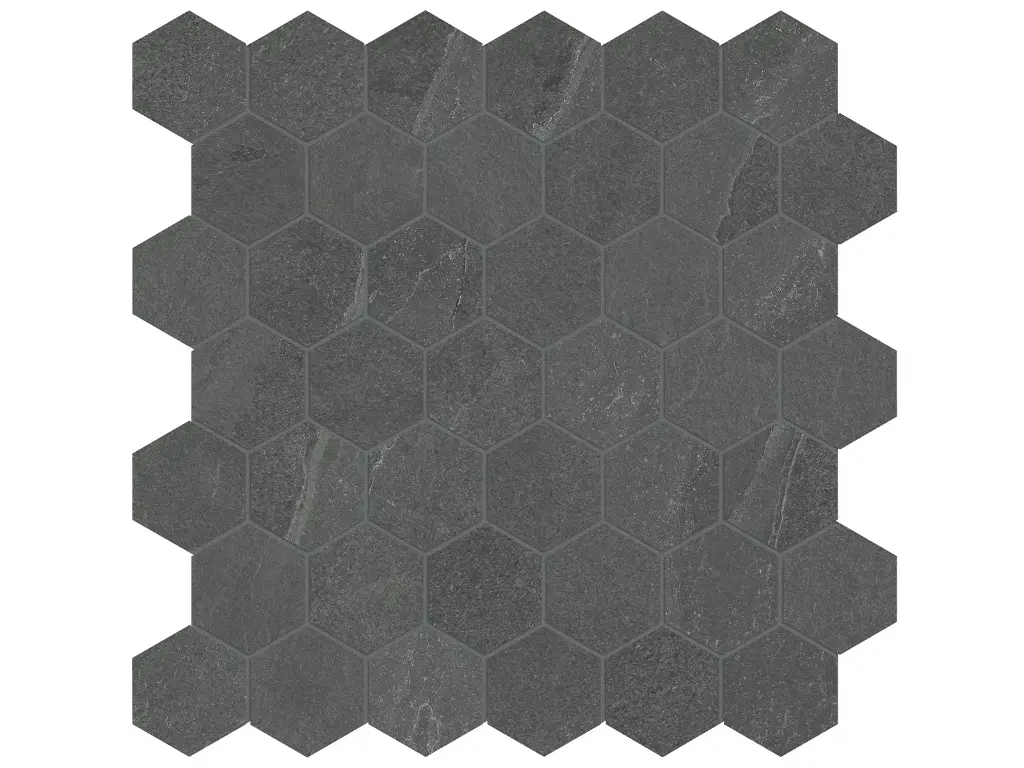 [4501-0394-1] Anatolia | Color Body Porcelain| Wall & Floor Tiles | Matte | Nord (Carbon, 2 in / 5 cm Hexagon Mosaic)