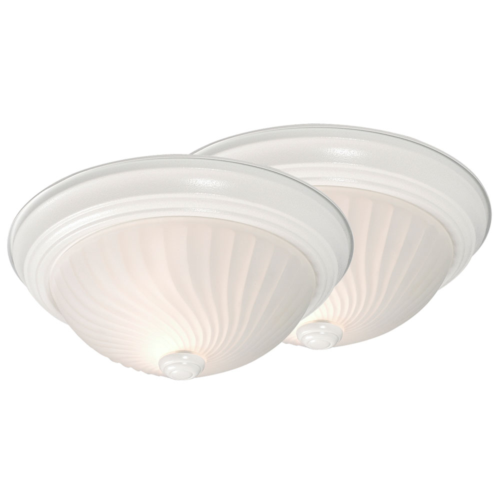 [SA-LG-0073-635278WH/2] Frosted Swirl Flush Mount Twin Pack (White)