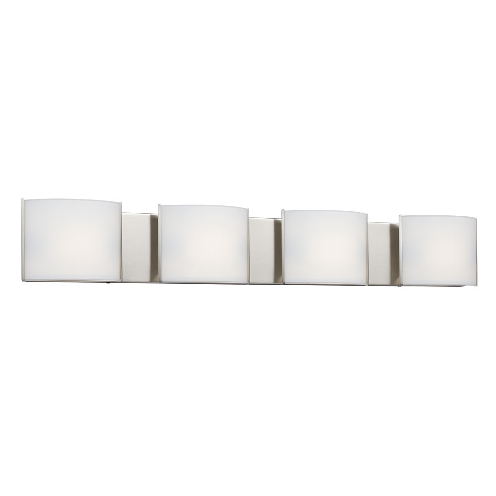 [SA-LG-0059-L723309BN032AAC] 4-Light LED Vanity w/ Curved Shades - Dimmable   (Brushed Nickel)