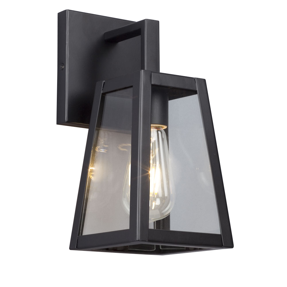[SA-LG-0076-324040BK] Outdoor Wall Lantern w/ Clear Glass (4.875"W x 10.75"H x 6.25"E)