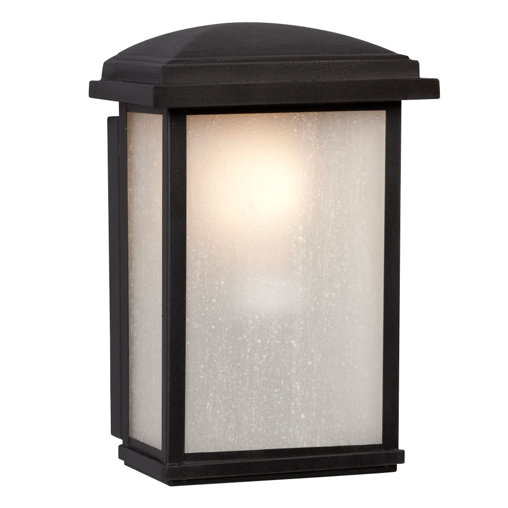 [SA-LG-0025-L320690BK016A1] 16W LED Outdoor Wall Lantern w/ Frosted Seeded Glass