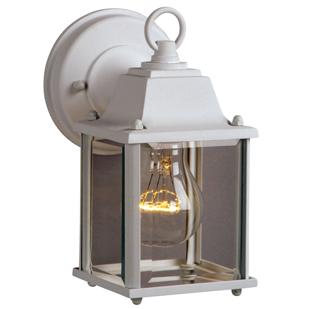 [SA-LG-0043-305611WHT] Outdoor Cast Aluminum Lantern w/ Clear Beveled Glass (White)