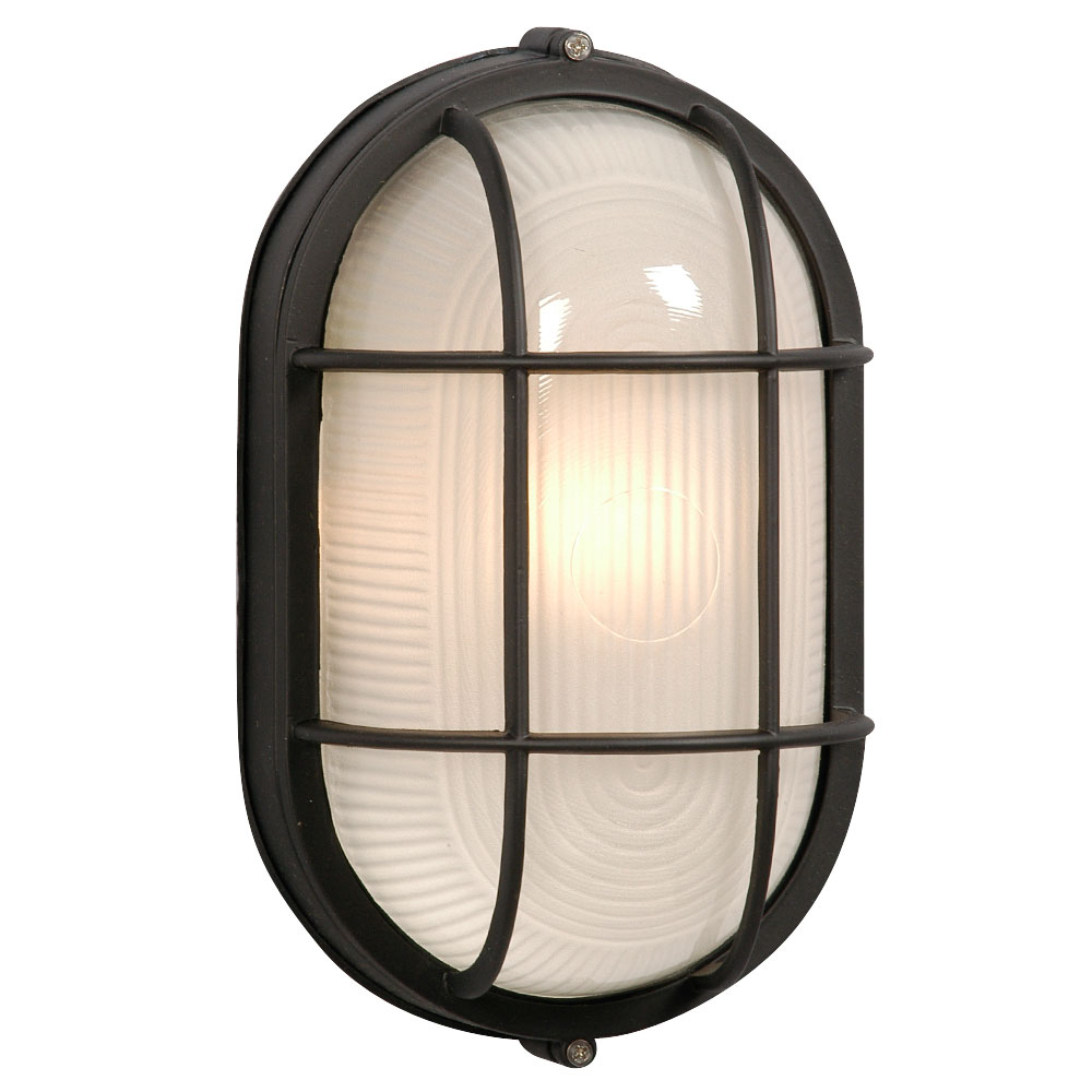 [SA-LG-0044-305013 WHT] 100W Outdoor Cast Aluminum Oval Marine Light w/ Guard (White)