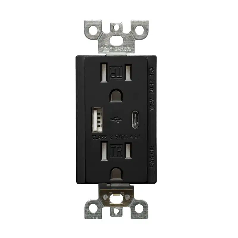 [SA-LV-0067-BK-BAA-015D] USB 20 AMP Receptacle with USB charger A + C  (black)