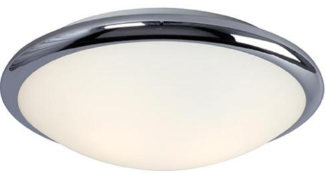 [612394CH]  16" Flush Mount Ceiling Fixture - Chrome With Satin White Glass