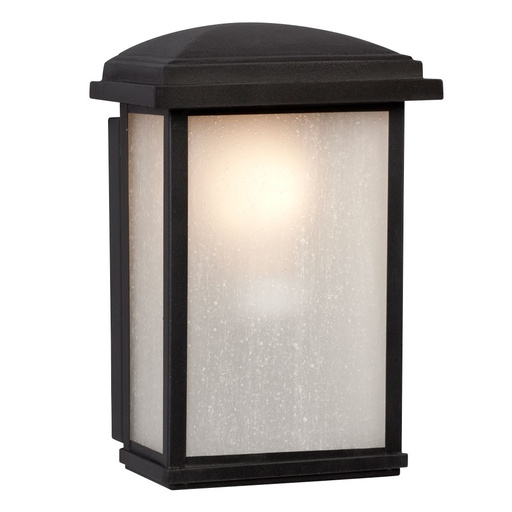 [L320690BK024A1] 24W LED Outdoor Wall Lantern w/ Frosted Seeded Glass