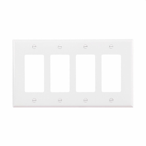 [SA-ED-0009-CWDPJ264W] COOPER WIRING PJ264W Arrow Hart Decorator Wallplate 4 Gangs White 4.87 in Lx 8.56 in W